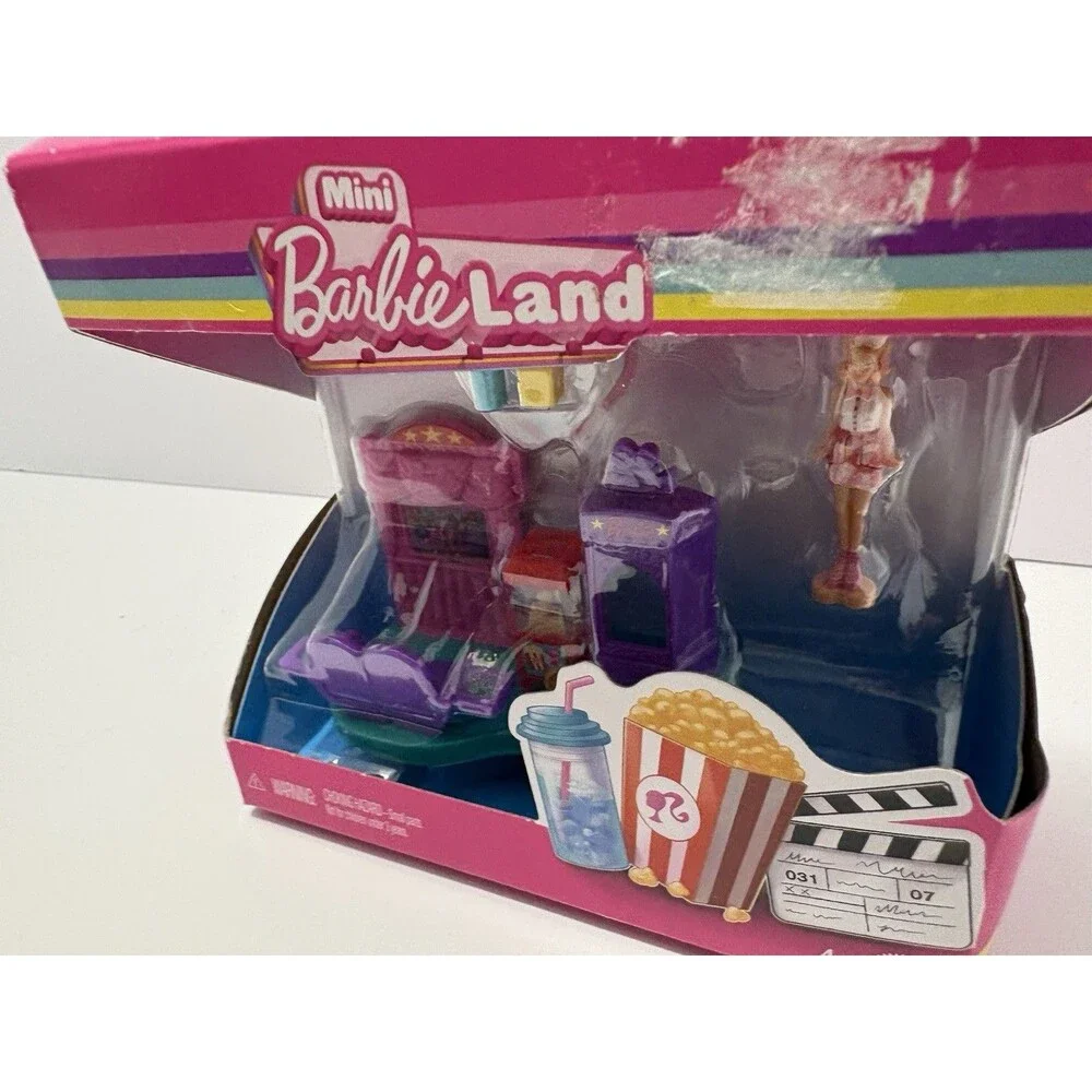 Mini Barbie Land Doll Set Movie Theatre Popcorn & Free Gift NEW